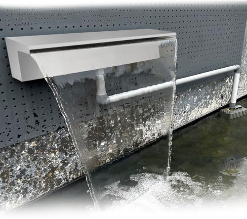 STDZQCWY Wasserfall-Poolbrunnen aus Edelstahl 304 mit Anschlussstück, rechteckiger Wasserspiel-Überlauf für Schwimmbecken, Gartenteich im Freien, Spa