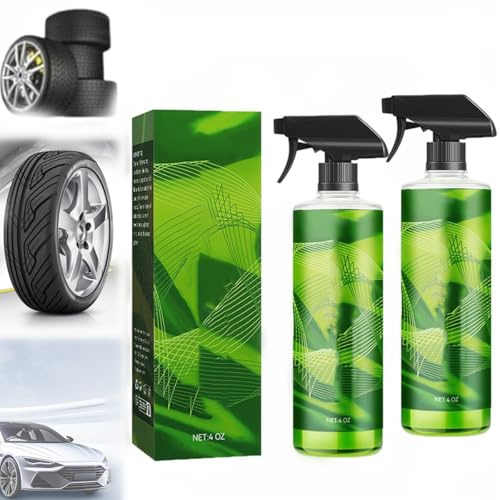 Clean Car Tire Spray - Polish Tires Foam Cleaner, Long-Lasting High Gloss Cleaner & Protectant, UV Shield, Streak-Free Foam Polish for Cars, Trucks, SUVs (2)