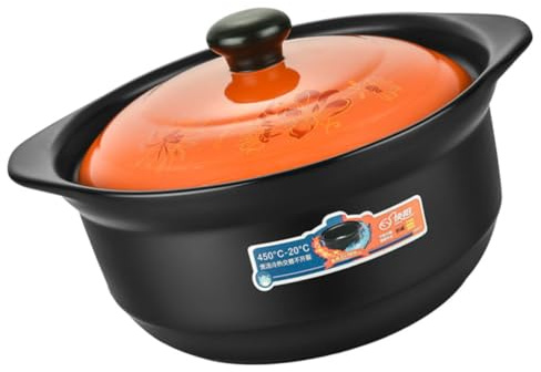 FUNNETOYU Cazuela De Cerámica Para Cocinar 1.8l Pequeña, Olla De Estofado Doméstica Resistente a Fuego Abierto, Apta Para Cocina a Gas, Adecuado Para 1-2 Personas y Preparación De Sopas Caseras