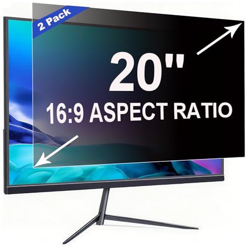 ruord 2 Pack Privacy Screen for 20 Inch 16:9 (44.2x24.9cm) computer Monitor - Blue Light Filter & Anti-Glare, Removable Screen Privacy Shield | PC Protector Film for Office