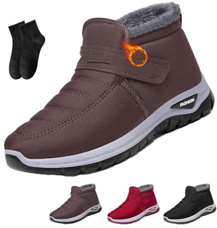 Scarpe da ginnastica da donna, antiscivolo, calde, ortopediche, invernali, da neve, da donna, alla caviglia, foderate in pelliccia, impermeabili, isolanti, Caff, 37 EU