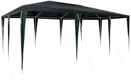 Tente de Fête Pliable, Chapiteau Réglable Manuellement pour Terrasse, Pelouse, Imperméable et Résistant aux UV, 400x600x266 cm Verte Polyester et Acier