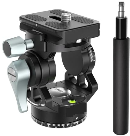 Gimbal Head, Cabezal hidráulico de vídeo hueco con empuñadura panorámica doble de 360° y cabezal de vídeo portátil, ligero y ajustable.(Single Panorama H3)