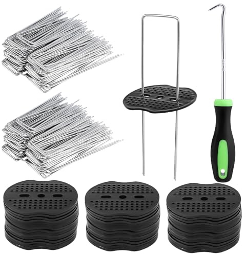 100 U-Erdnägel Stabil 150 x 30 x 3 MM Mit 100 Scheiben, Verzinkter Stahl | U-Förmige Bodenanker Mit Montagehaken, Rostbeständig, Ideal Für Unkrautvlies, Kunstrasen, Zelt & Zaun