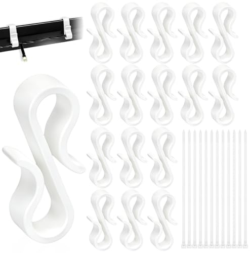 HaoHanEup 120pcs Plastic Gutter Hooks,S Gutter Clips for Hanging Outdoor Wedding String Lights,Halloween Garden,Christmas Tree Decorations,Home Decor (White)