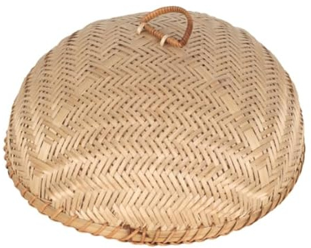 SIGNES GRIMALT Loche Alimentaire 34 cm en Bambou Tressé – Couvercle Protecteur Anti-Mouches pour Gâteaux, Fruits et Plats – Diamètre 34 cm, Hauteur 15 cm