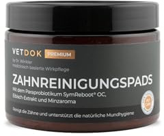 VETDOK Zahnreinigungspads für Hunde – Zur täglichen Zahnreinigung mit Salbeiextrakt und Paraprobiotikum SymReboot® OC – 100Stk. by Dr. Winkler