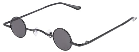 POPETPOP Gafas de Sol Circulares Punk Retro para Mujer y Hombre, Montura Metálica Negra, Lentes Oscuras Pequeñas, Estilo Vintage para Fiestas, Viajes y Uso Diario