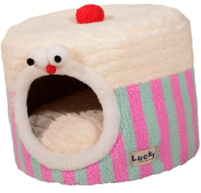 Cuccia Accogliente per Gatti con Cuscino Rimovibile, Calda in Peluche, Tenda Semi-Chiusa Adatta per Gatti da Interno per Il Riposo, L