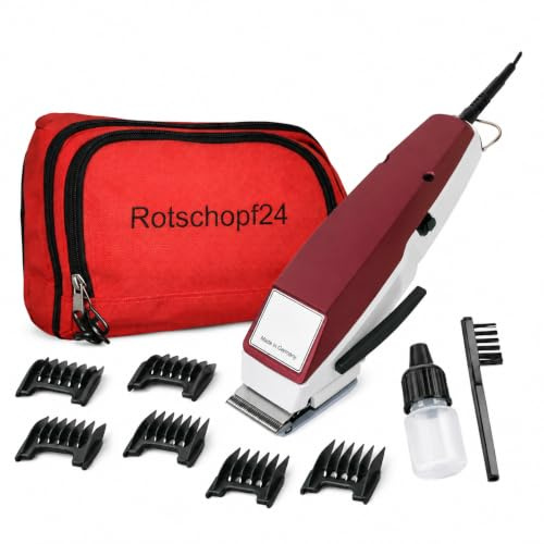 Rotschopf24 Profi Haarschneider 1400 + 6 EXTRA Aufsteckkämme 3-25mm +Tasche | Präzisionsschneidsatz, MultiClick 0,7-3 mm, leistungsstarker Schwingankermotor, Zubehör, ideal für präzise Haarschnitte.