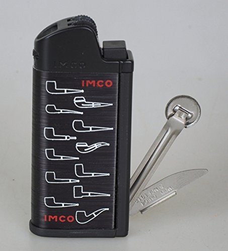 IMCO Pfeifenfeuerzeug Chic 4 Pipe Flint Pfeifenbesteck schwarz Logo inkl. Lifestyle-Ambiente Tastingbogen