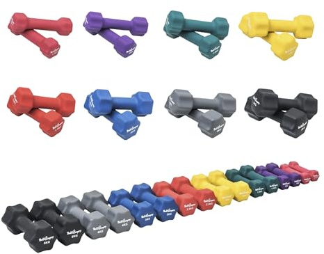 Bad Company Neopren Hanteln 0,5kg bis 5kg farbig I Kleine Hantel gummiert für Fitness Gymnastik Aerobic Zuhause I Home Gym Kurzhanteln für Frauen Männer I Dumbbells