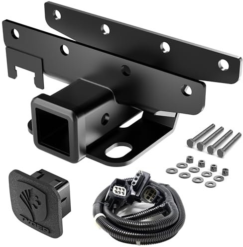 Tyger Combo de Remolque: Enganche Receptor de 2 Pulgadas, arnés de cableado y Cubierta de Enganche para Wrangler JK 2Dr y 4Dr 2007-2018 (excluyendo Modelos JL 2018)