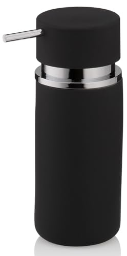 kela Seifenspender 300 ml PER, Seifenspender schwarz Keramik, rutschfeste Oberfläche, Pumpflasche, Spülmittelspender, matt