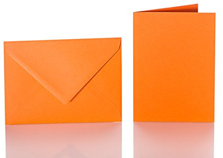 Paper24 Faltkarten Set mit Brief-Umschlägen je (25 Stück in der Farbe Orange) DIN C6 114x162 mm A6 150 x 100 mm