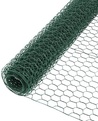 Suregreen Chicken Wire | Green PVC Coated | 600mm x 50m | 50mm Hexagonal Holes | Wire Mesh for Chicken Coop | Chicken Wire for Climbing Plants or Animal Enclosures | Garden Wire | Garden Netting