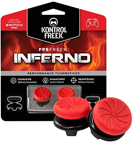 KontrolFreek FPS Freek Inferno para Nintendo Switch Pro | Performance Thumbsticks | 2 Alturas elevadas, convexo | Rojo.