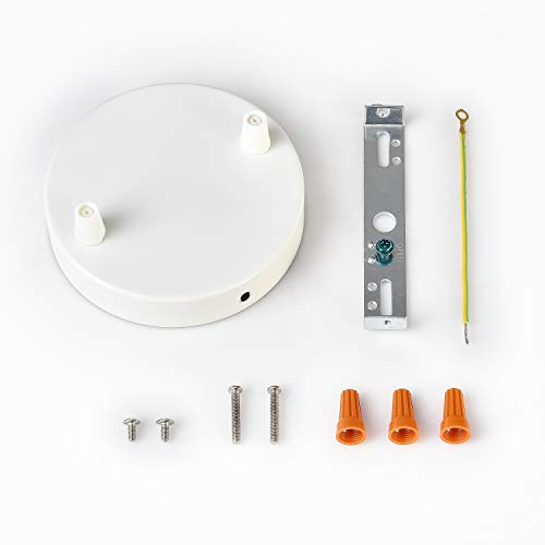 BRIGHTTIA 2-Port White Ceiling Canopy with Nylon Cord Grips - Plug-in Pendant to Hardwire Fixture Conversion Kit - 4.7in (120mm) Pendant Light Cover Plate - DIY Lighting Lamp Parts (BA-C102W)