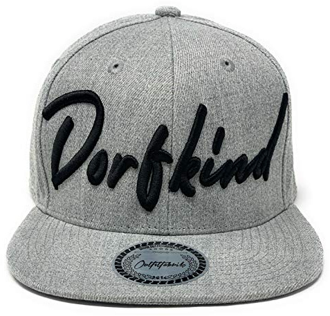 Outfitfabrik ❤️ Snapback Cap Dorfkind in grau, 3D-Stick in schwarz, One Size, verstellbar an der Rückseite, für Männer und Frauen (Geschenkidee, Provokation, Statement, Junggesellenabschied)
