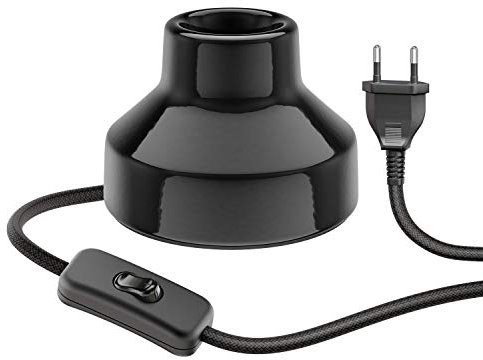 ledscom.de Tischlampe TIX, Schalter, Porzellan, schwarz, 1x E27 max. 300W