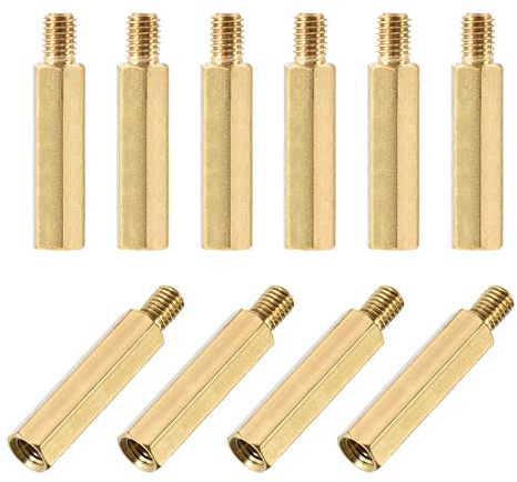 sourcing map M5 x 30 mm + 7 mm männlich-weiblich Messing Hex PCB Motherboard Abstandhalter Abstandshalter für FPV-Drohne Quadcopter, Computer und Leiterplatte, 10 Stück