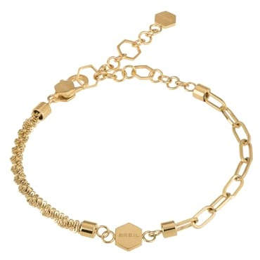 Breil - Bracciale da Donna Collezione KALEIDO TJ2995 - Gioielli Donna - Bracciale Donna con Catene di Diverso Stile, Trasformabile in Cavigliera - IP Gold - 21 cm