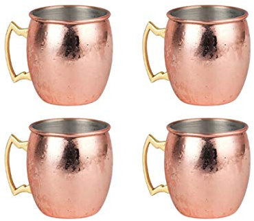 Hoshen 4 vasos de chupito de cobre brillante de oro rosa para cóctel, 2 onzas, taza de cobre de acero inoxidable