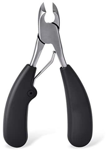Cuticle Nippers, Professional Heavy Duty Toenail Clippers for Thick & Ingrown Nails, Stainless Steel Nail Nipper with Non-Slip Ergonomic Handle, Manicure Pedicure Tool for Seniors, Men & Salon Use