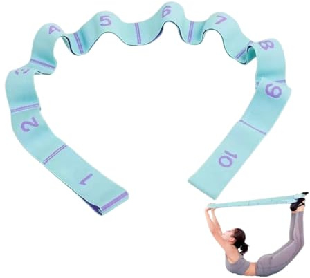GIMIRO Cintura elastica per yoga,fascia elastica di resistenza con 8/9/10/11 passanti,pilates,fascia,allenamento della forza,allungamento del corpo,balletto,danza fitness (blu – 10 loop), 4 cm
