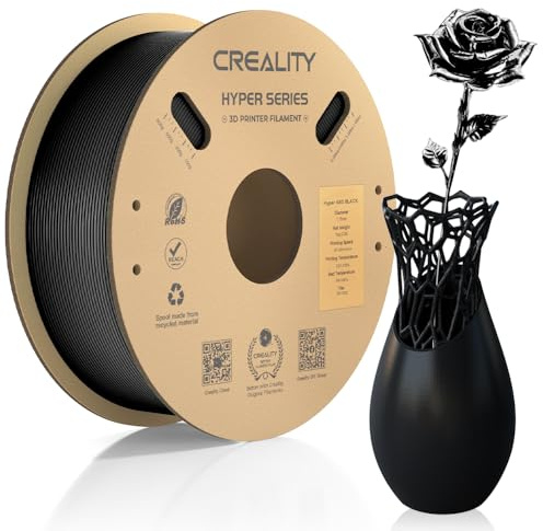 Creality Hyper ABS Filament, Schwarz Filament 1.75mm Hyper ABS 1KG, 3D Drucker Filament ABS Maßgenauigkeit +/- 0.03mm, 3D Druck Materialien für die Meisten 3D Drucker, 2.2lbs/Spool