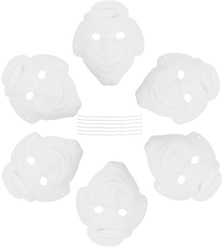 ABOOFAN 6stücke Clown Masken Papier Unbemalt Für Mädchen Malen Basteln Für Halloween Maskenball Und Kreative Projekte