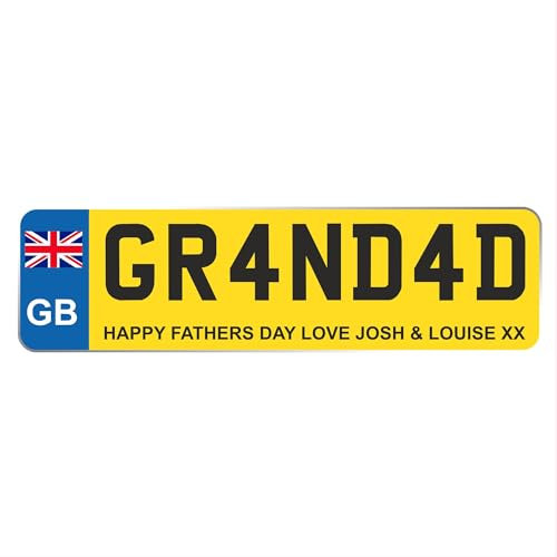 Custom License Plate Plaque - Personalised Number Plate in Wood or Acrylic - Ideal for Kids' Cars, Lorry Drivers, New Car, Just Passed (GB Design, Acrylic Medium 25cm)