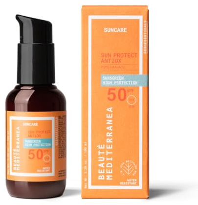 Beauté Mediterranea - SUN PROTECT ANTIOX - Crema Solar Facial SPF 50 - Ligera e Hidratante - Protege Rostro y Cuello - Para Todo Tipo de Piel - 100 ml