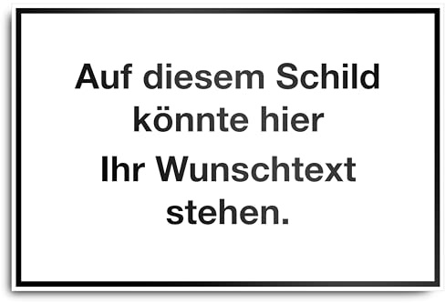 PrintPlanet® Schild mit eigenem Text personalisiert - Kunststoffplatte 5 mm - In Verschiedenen Größen - Farbe Weiß