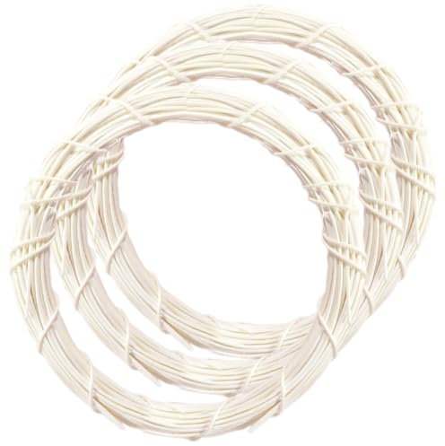IMIKEYA 9 STK Weißer Rebenkranz Kranzrahmen Aus Rattan DIY Kranz Girlande Rebe Ringe Runden Hochzeitsrahmen Anhänger DIY Rahmen Girlande Aus Rattan Weihnachten Runder Rattankranz Kranzring