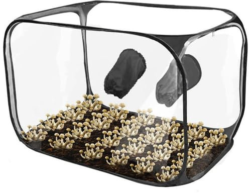 Kit de culture de champignons Tente de poussée des champignons avec 2 bras 35.4x23.6x23,6 pouces Grands de grande boîte d'air immobile transparent pour les champignons Kit de culture pliabl
