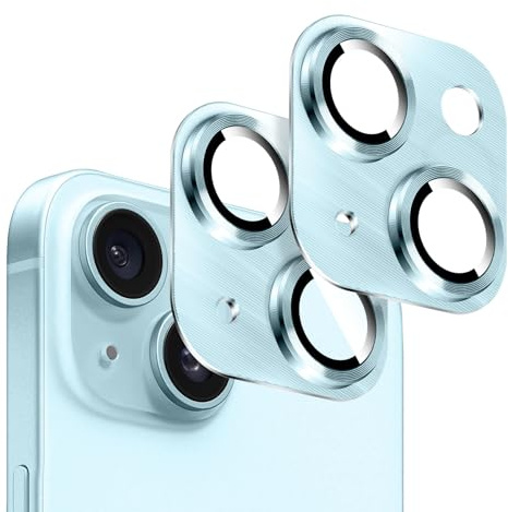 Kucheed 2PCS Camera Lens Protector for iPhone 12/iPhone 12 Mini, One-Piece Metal Aluminum with 3D Texture Designed Decoration, Anti-Scratch Full Protection Back Camera Cover