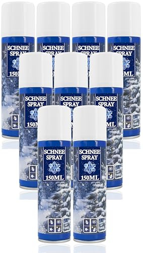 Stephans Möbelbörse 9X Kunstschnee - Spraydose mit Dekoschnee - Schneespray zum Dekorieren zu Weihnachten - Sprühschnee Snowspray Fensterspray Schnee Spray Deko Schnee (09 Stück - 150ml/Schnee)