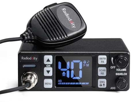 Radioddity CB-606 CB Radio, 40 Channel Mobile CB Radio with AM/FM/PA Modes, 2.2’’ LCD Screen, Instant Channel 9/19, VOX, Roger Beep, TOT, ASQ/SQ, for Off-Road Adventure