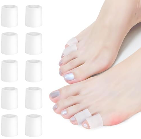 10 Stück Zehenschutz Zehenkappen Silikon Kleiner Zehenschutz Atmungsaktive Zehenschoner Zehenschutzkappe Silikon Zehenspreizer Zehenpolster Reibung Reduzieren (Weiß)