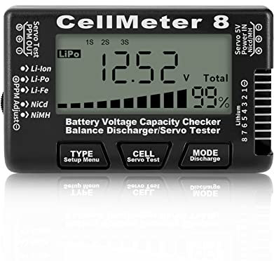 Giuneuow 1 PCS 8 Digital Battery Capacity Checker Controller Tester Voltage Tester for Li-Ion NiMH Nicd Cell Meter Black