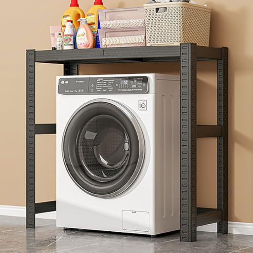 Estantería Lavadora, Soporte Secadora Sobre Lavadora, Mueble Lavadora Secadora De Acero Carbono Reforzado, Instalación Sencilla, Armario Para Lavadora De Tambor, Solución De Almacenamiento(Black,70x30