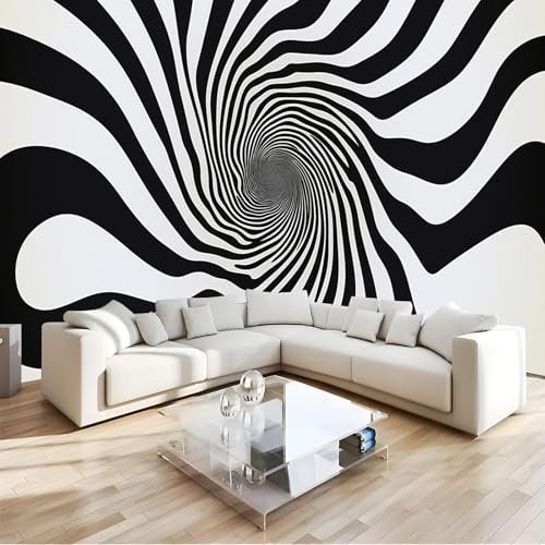 JSCWDET Papier Peint Panoramique 3D Soie,150×105 CM (W×H),Fond d'illusion d'optique,rayures zébrées,Grande Mural,pour Salon, Chambre d'enfant,Chambre Décoration Poster Papier Peint