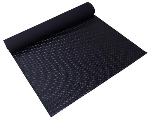 Rouleau de revêtement de Sol pour Garage, épaisseur 1,5 mm, Robuste, antidérapant et imperméable, pour fourgons, salles de Sport, entrepôts, intérieur et extérieur,Noir,1x2m