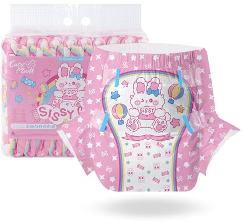 CutiePlusU Adult Diapers 10 Pieces,Sissy Baby Disposable Incontinence Briefs with Tabs for Women and Men, Maximum Overnight Absorbency(Large 37-47)