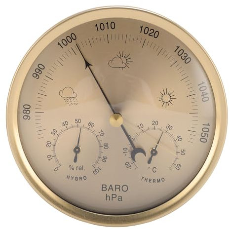 TYTOGE Home Barometer, Hygrometer Temperature Meter, 3 in 1 Wall Hanging Gold Dial Weather Forecast Station for Home and Office
