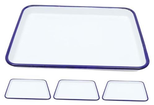 Cabilock 4pcs Vintage Enamel Bakeware Set Enamel Oven Pan Enameled Roasting Pan for Daily Kitchen Use Baking Tray