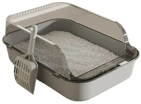 Cat Toilet, Cat Litter Box With Spatula Semi-enclosed Sandbox For Cats Rabbit Small Animals Tray Kittens Bedpans,for Multiple Cats(Grey)