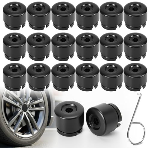 EUIOOVM Lot de 20 cache-écrous de roue de 19 mm pour VW Transporter - Noir - Avec capuchons d'écrous de roue, capuchons de boulons de roue pour VW T5 T6 - Accessoires