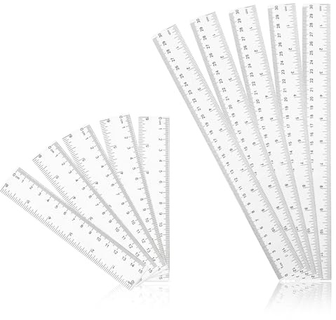 Sekfpnk 10 Stück Kunststoff Lineal, 15cm, 30cmTransparentes Kunststofflineal, Flexibel Lineale für Schüler Schule Klassenzimmer Bürobedar